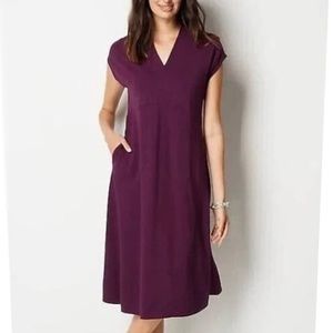 J Jill Wearever Purple Fit & Flare V Neck Dress Size L